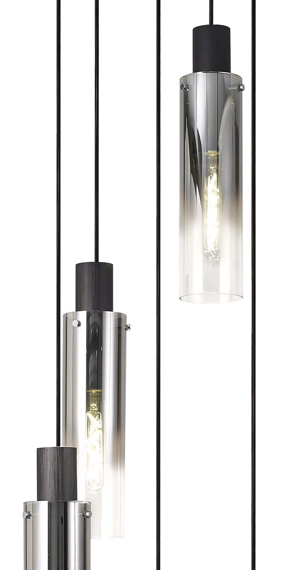 Hailey Slim Round Pendant, 15/3/5/9 Light Adjustable-Black/Smoke Fade Glass - Image 10