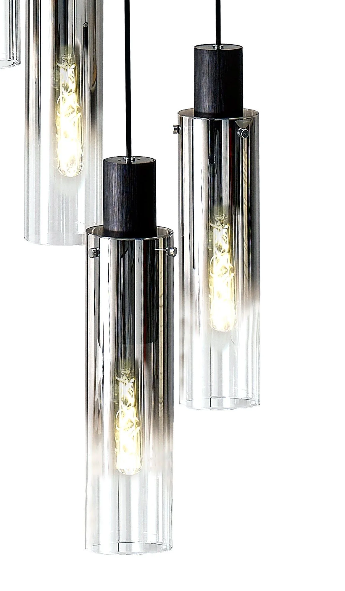 Hailey Slim Round Pendant, 15/3/5/9 Light Adjustable-Black/Smoke Fade Glass - Image 7