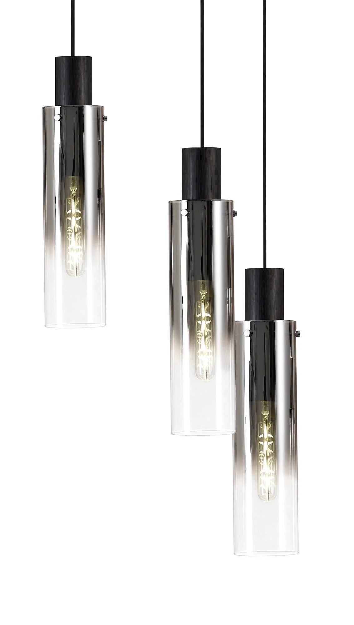 Hailey Slim Round Pendant, 15/3/5/9 Light Adjustable-Black/Smoke Fade Glass - Image 8