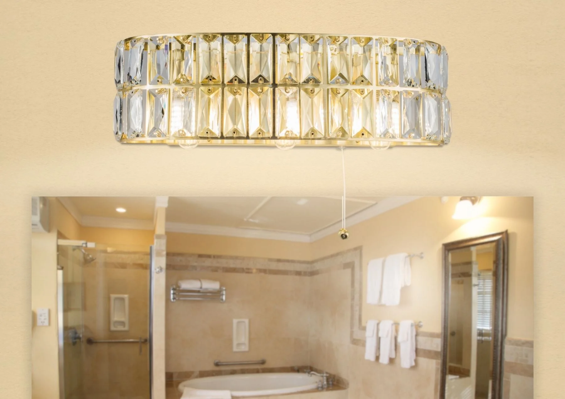 Haley 3 Lt Bathroom Wall Light- Satin Brass/ Polished Chrome - Image 3