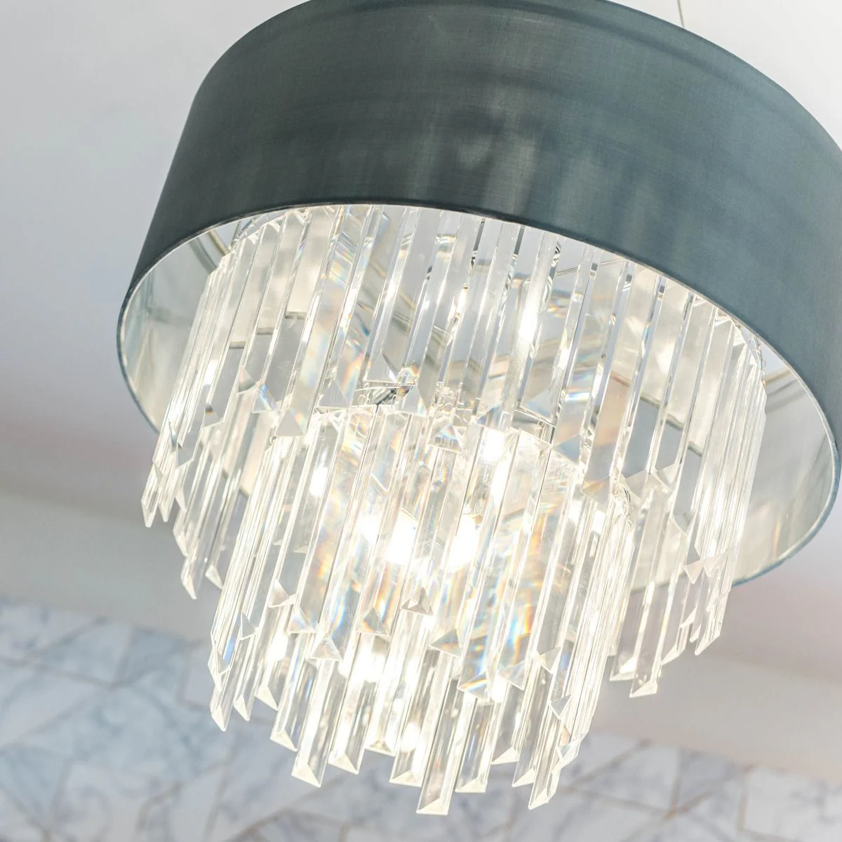 Halle 6Lt Crystal Ceiling Light - Grey & Crystal Finish - Image 2