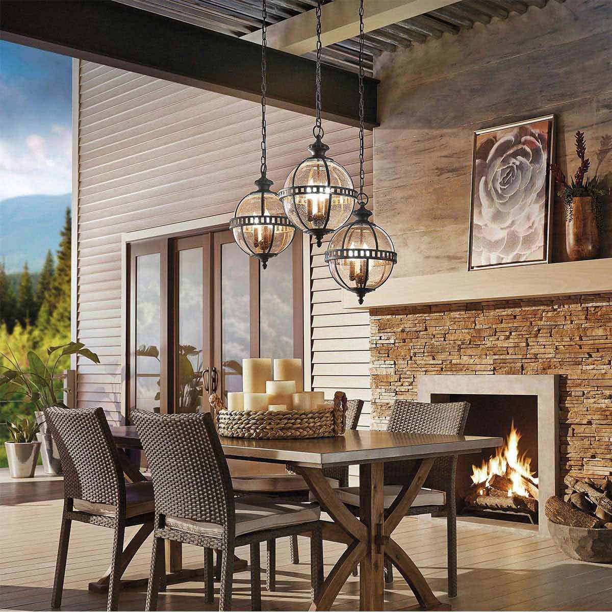 Halleron 3Lt IP44 Lantern - Burnished Bronze/Londonderry IP44 E14 - Image 11