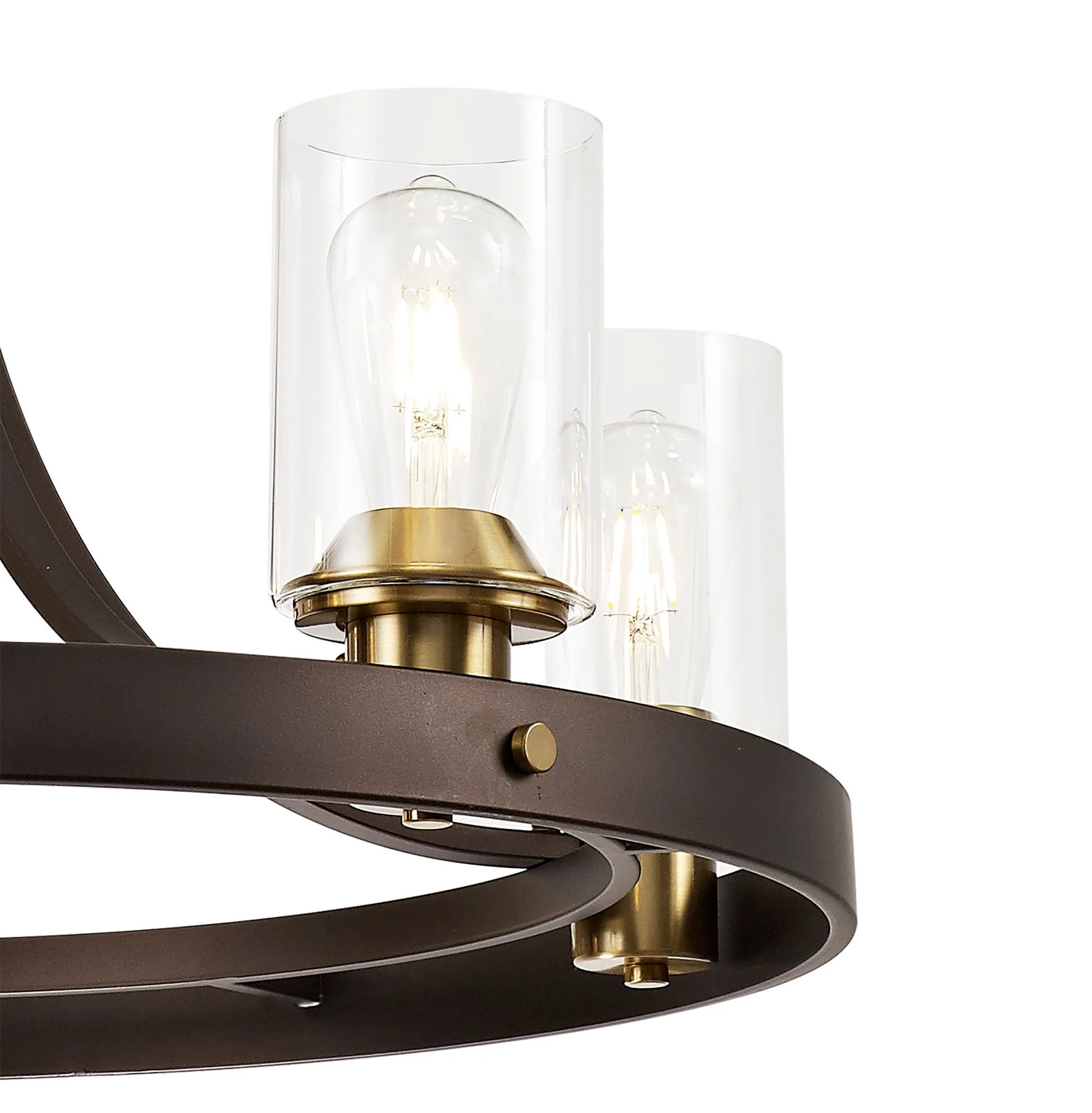 Halo Pendant 3/5/7 Light E27, Brown Oxide/Bronze With Clear Glass Shades - Image 5