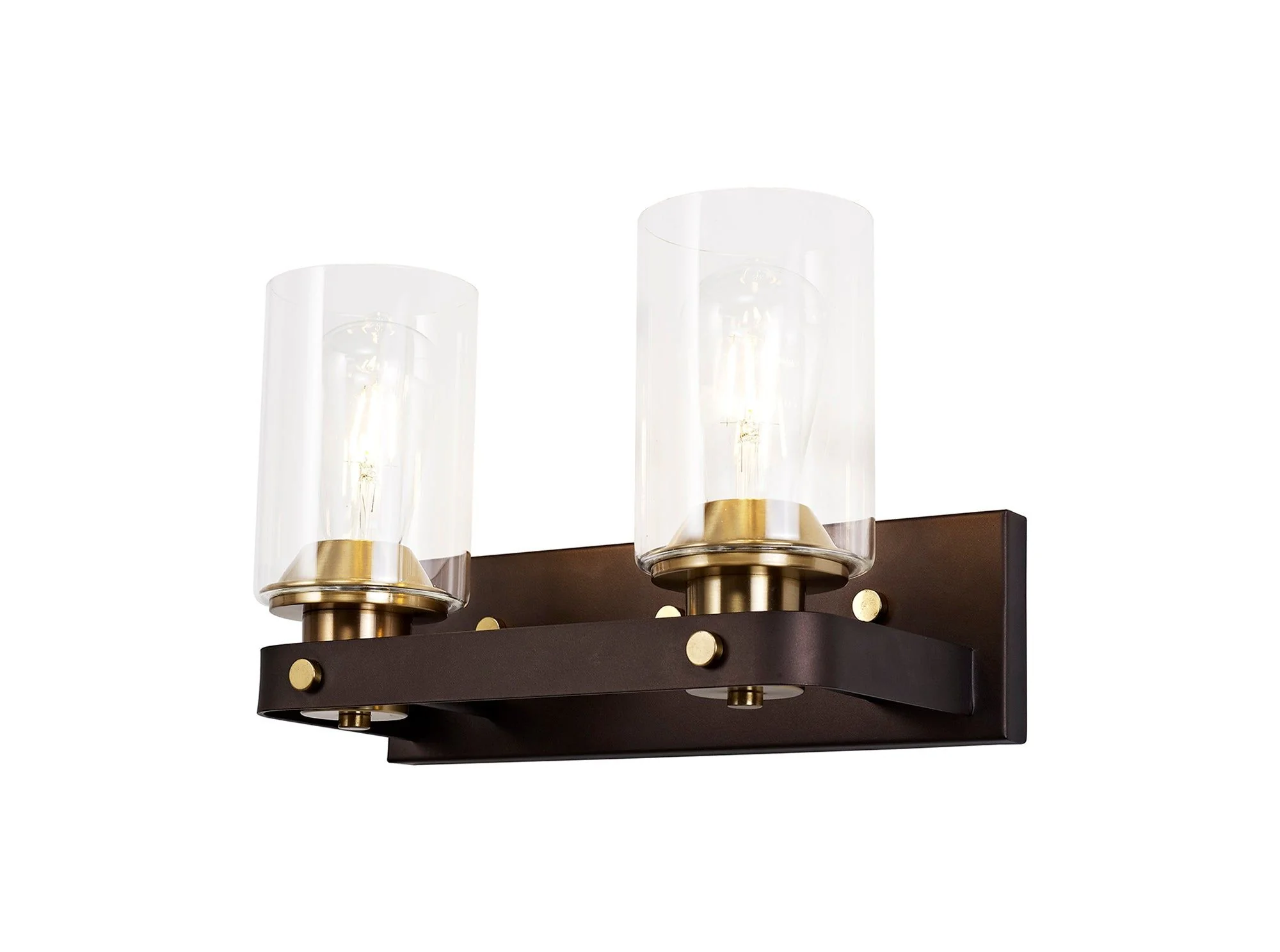 Halo Wall Lamp 1/2 Light E27, Brown Oxide/Bronze With Clear Glass Shades - Image 2
