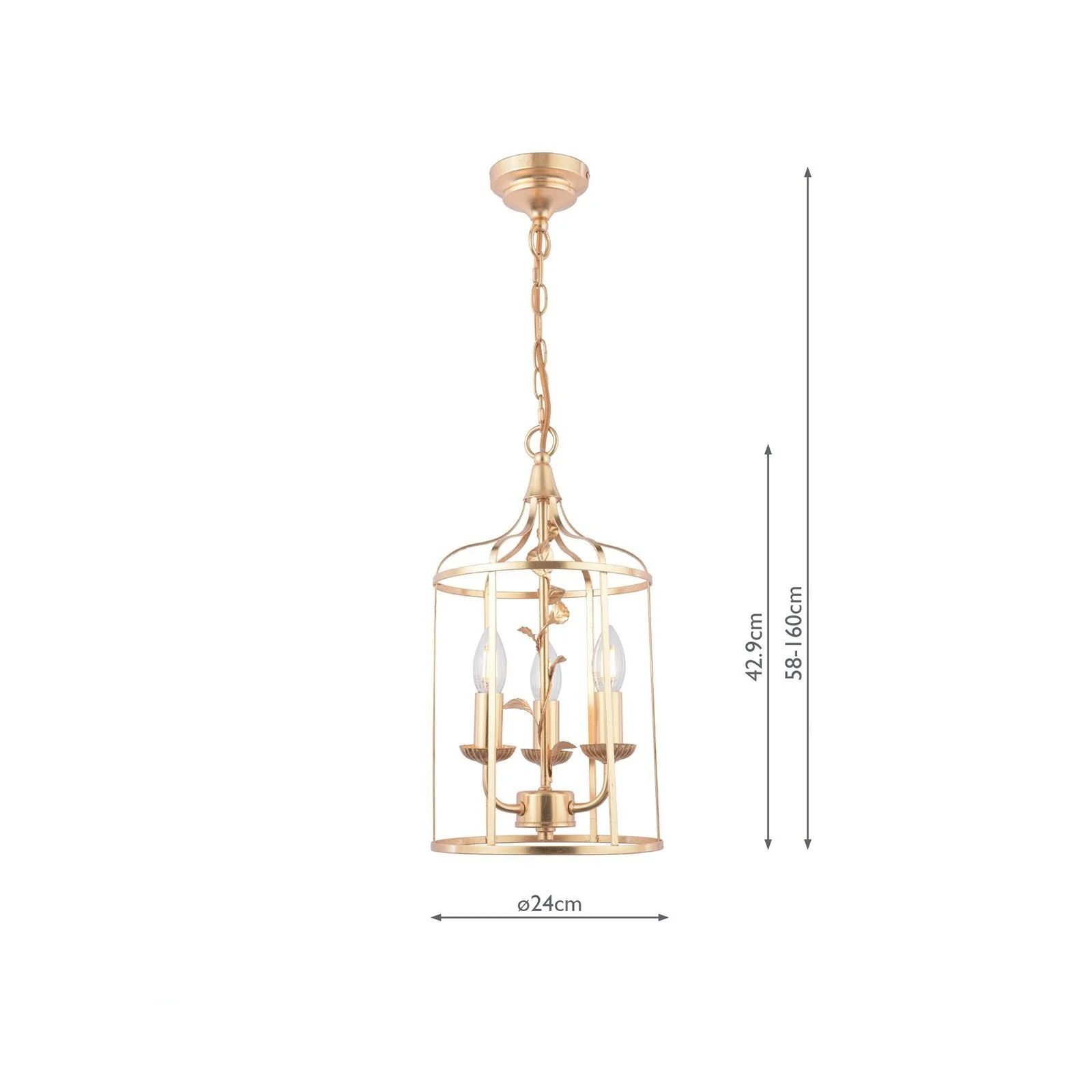 Halton 3 Light Pendant Distressed Gold Leaf - Image 4