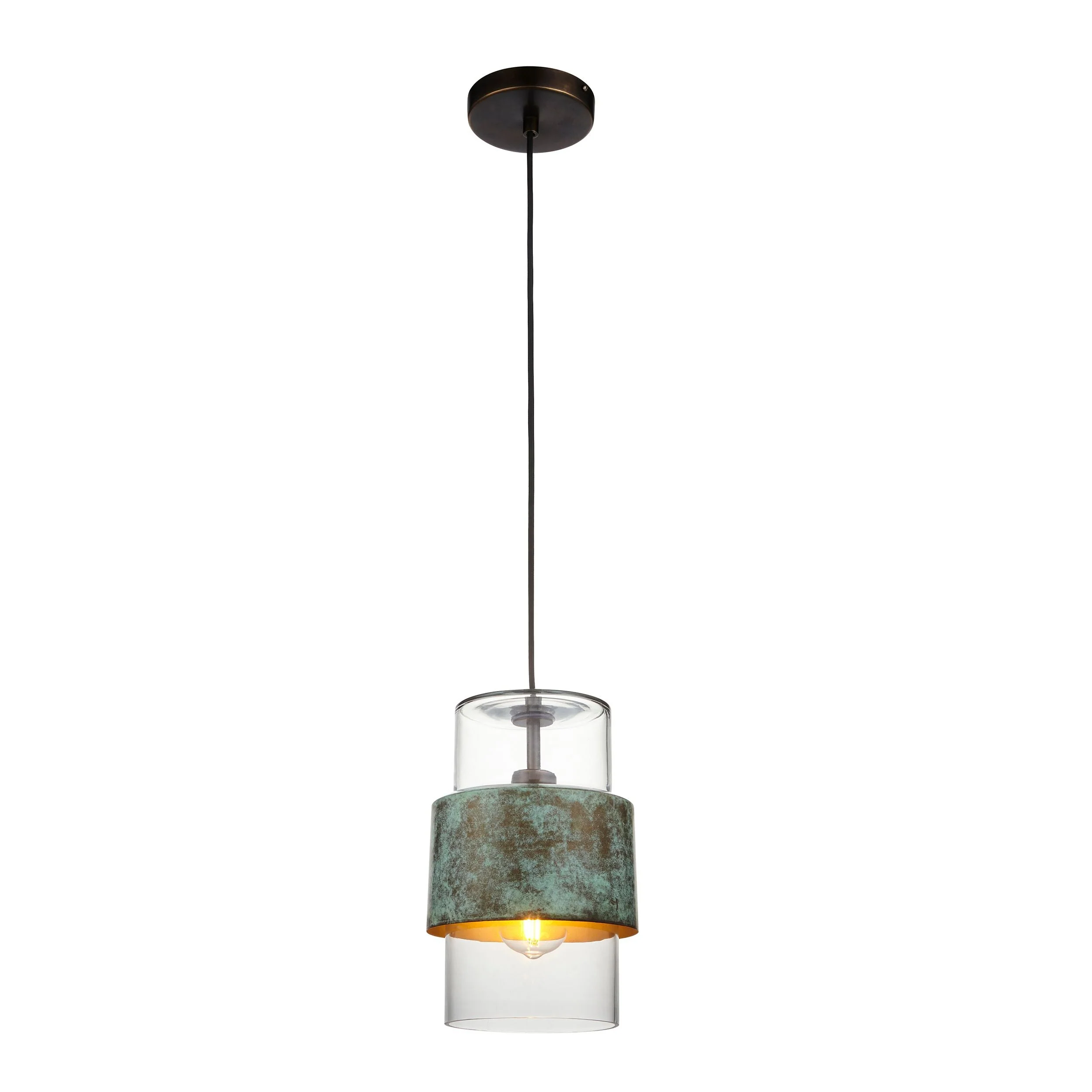 Alimos Hammered Metal & Textured/Clear Glass 1Lt LED Pendant - Various Styles - Image 3
