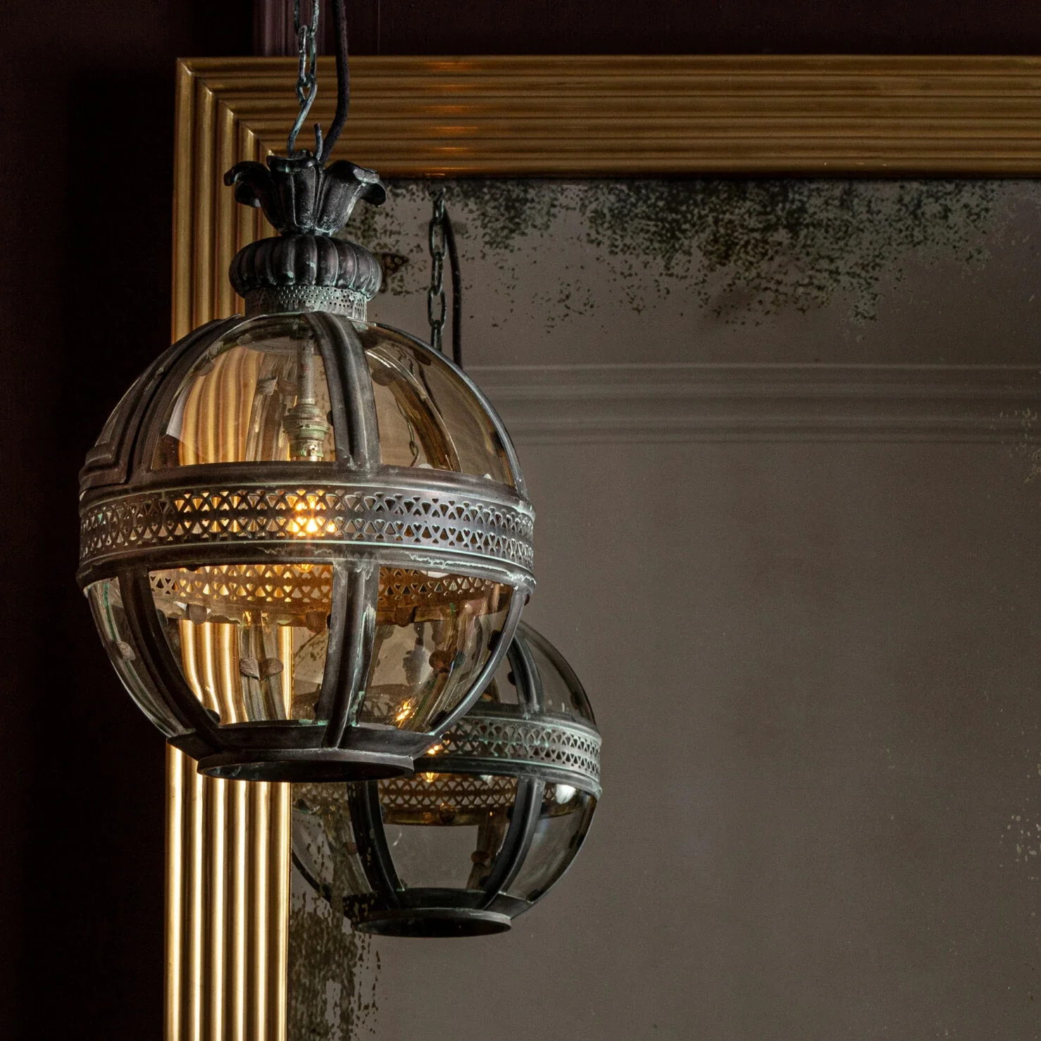 Hampstead Lantern- Verdigris Bronze/ Brass - Image 10