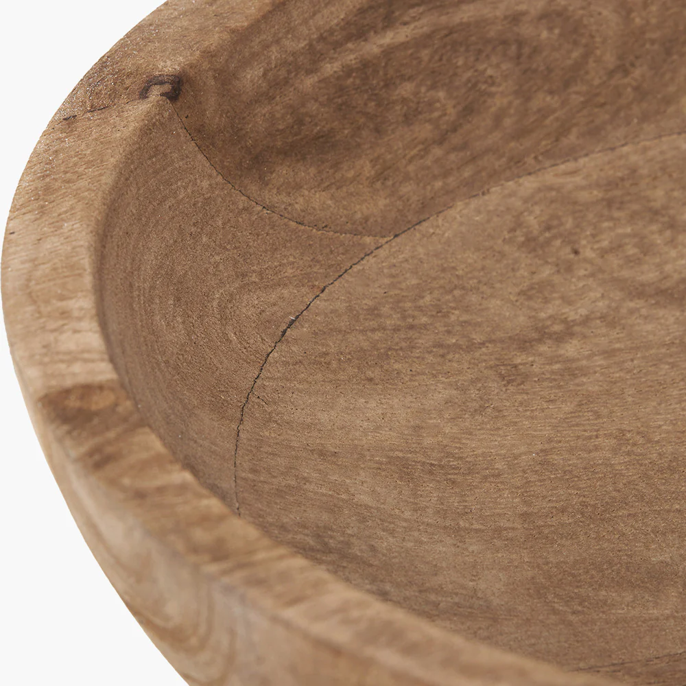 Handcarved Mango Wood Bowl with Raised Base - Image 4