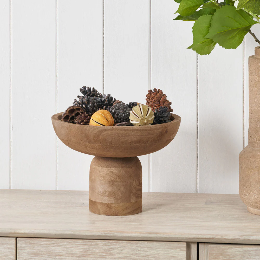Handcarved Mango Wood Bowl with Raised Base - Image 5