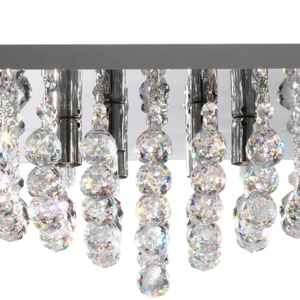 Hanna 6/8Lt Square Flush Ceiling Light -  Chrome & Clear Crystal Finish - Image 2