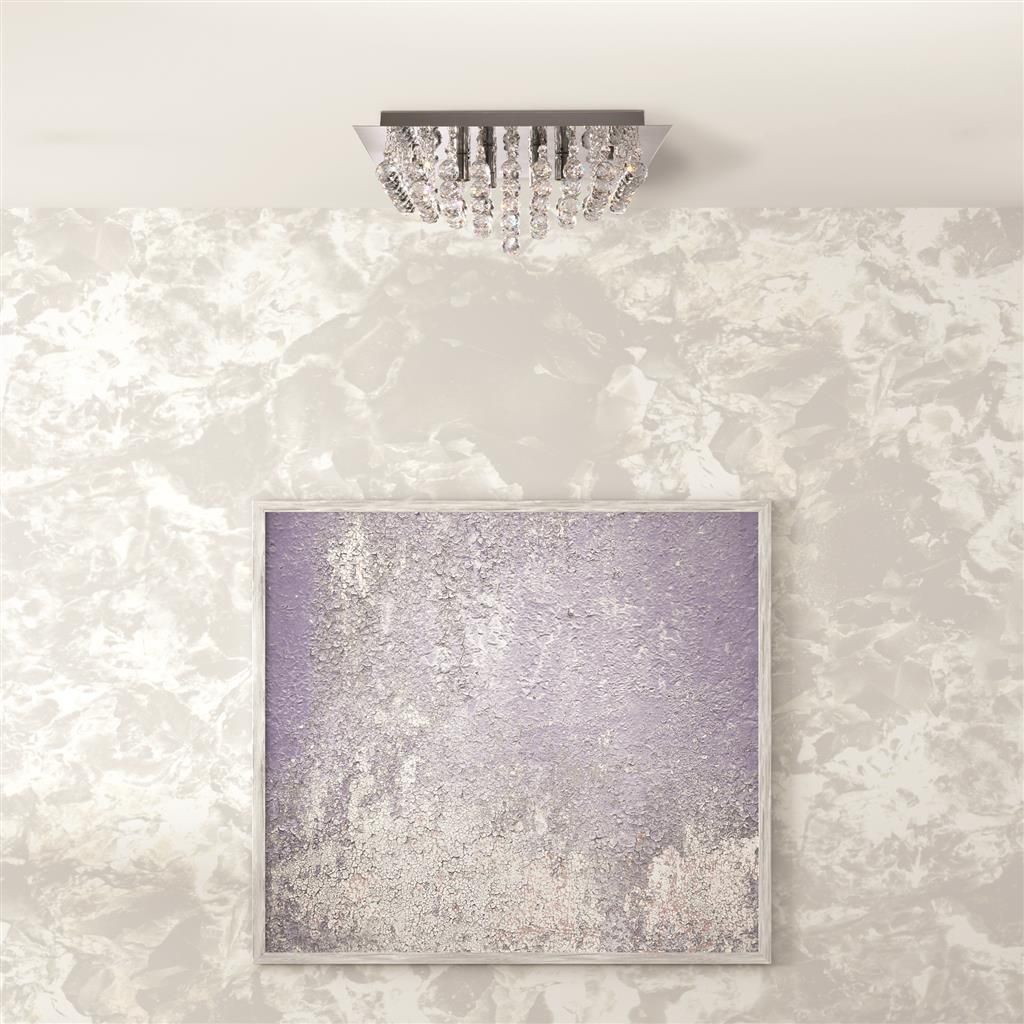 Hanna 6/8Lt Square Flush Ceiling Light -  Chrome & Clear Crystal Finish - Image 3