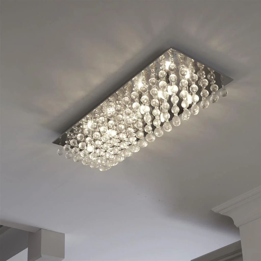 Hanna 6/8Lt Square Flush Ceiling Light -  Chrome & Clear Crystal Finish - Image 7