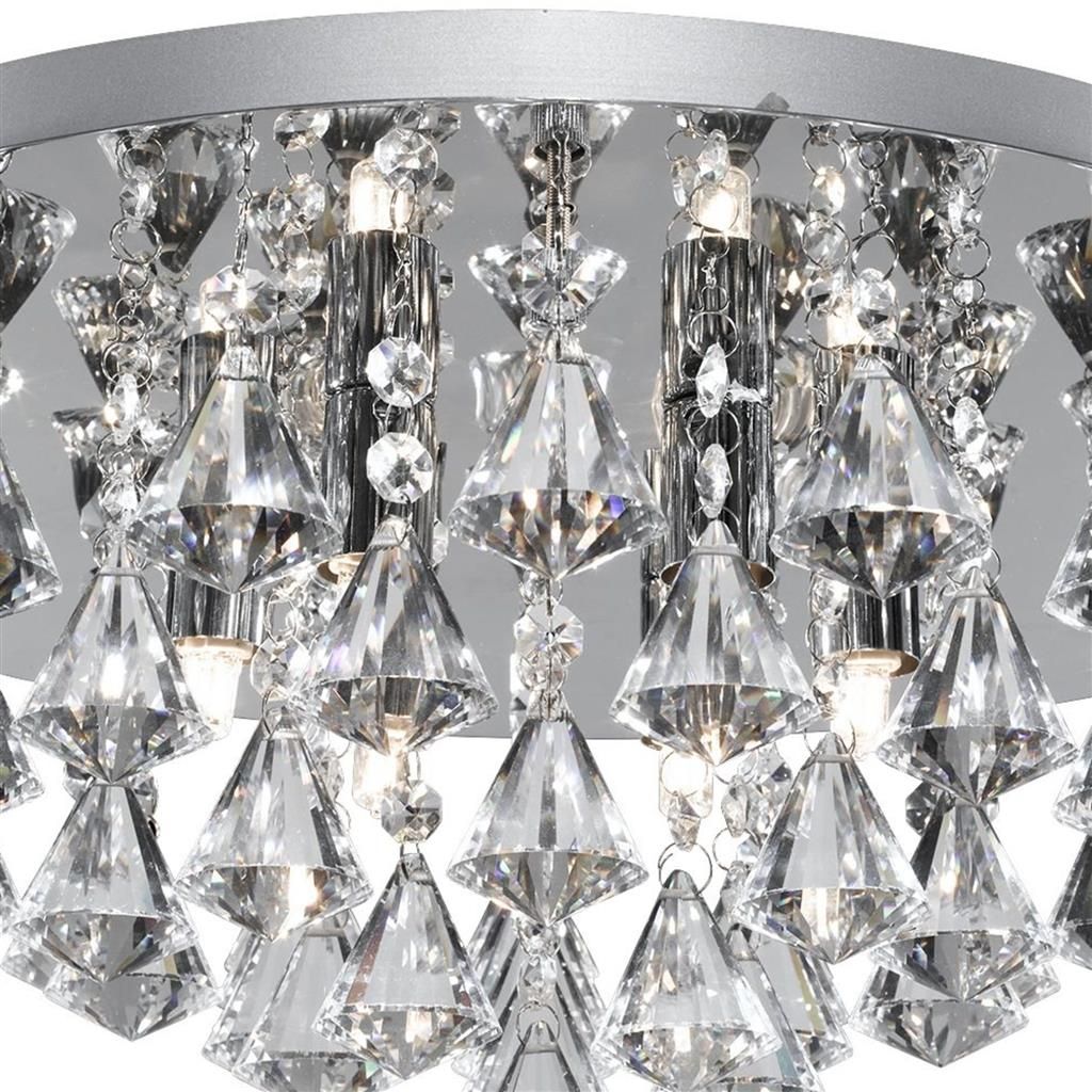 Hanna 6Lt Flush Ceiling Light - Chrome & Clear Finish - Image 2
