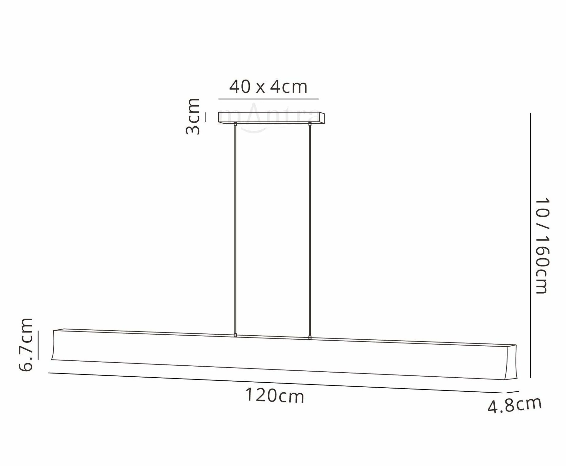 Hanok Linear Pendant 45°/ 110° 38W LED - White/Black Finish, IP20 - Image 5