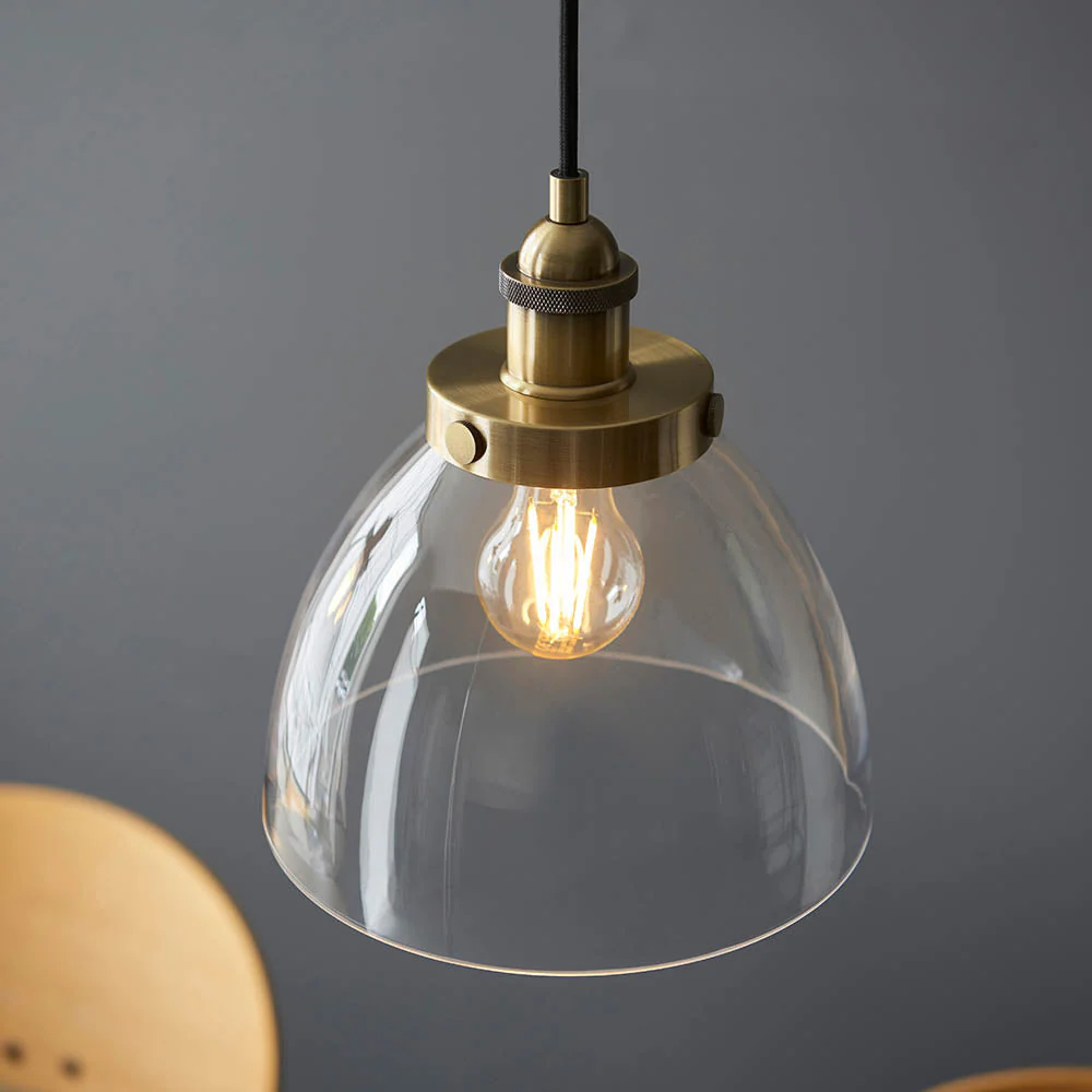 Bartley 3Lt Linear Pendant - Antique Brass & Clear Glass - Image 6