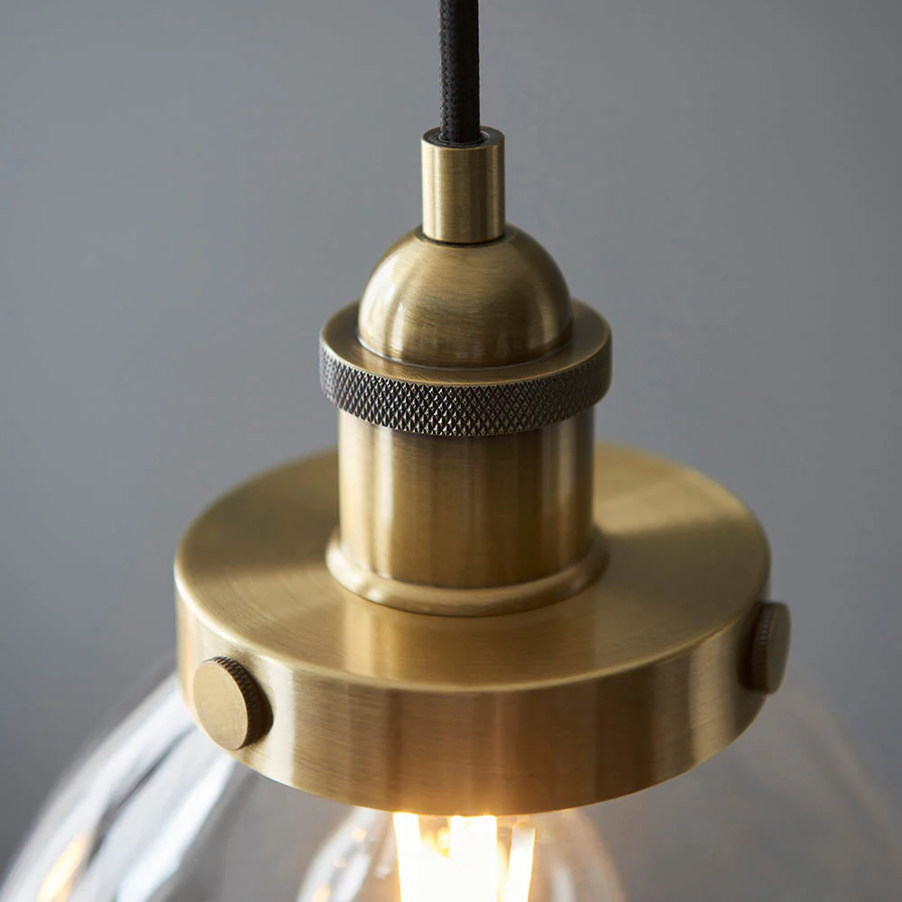 Bartley 3Lt Linear Pendant - Antique Brass & Clear Glass - Image 7