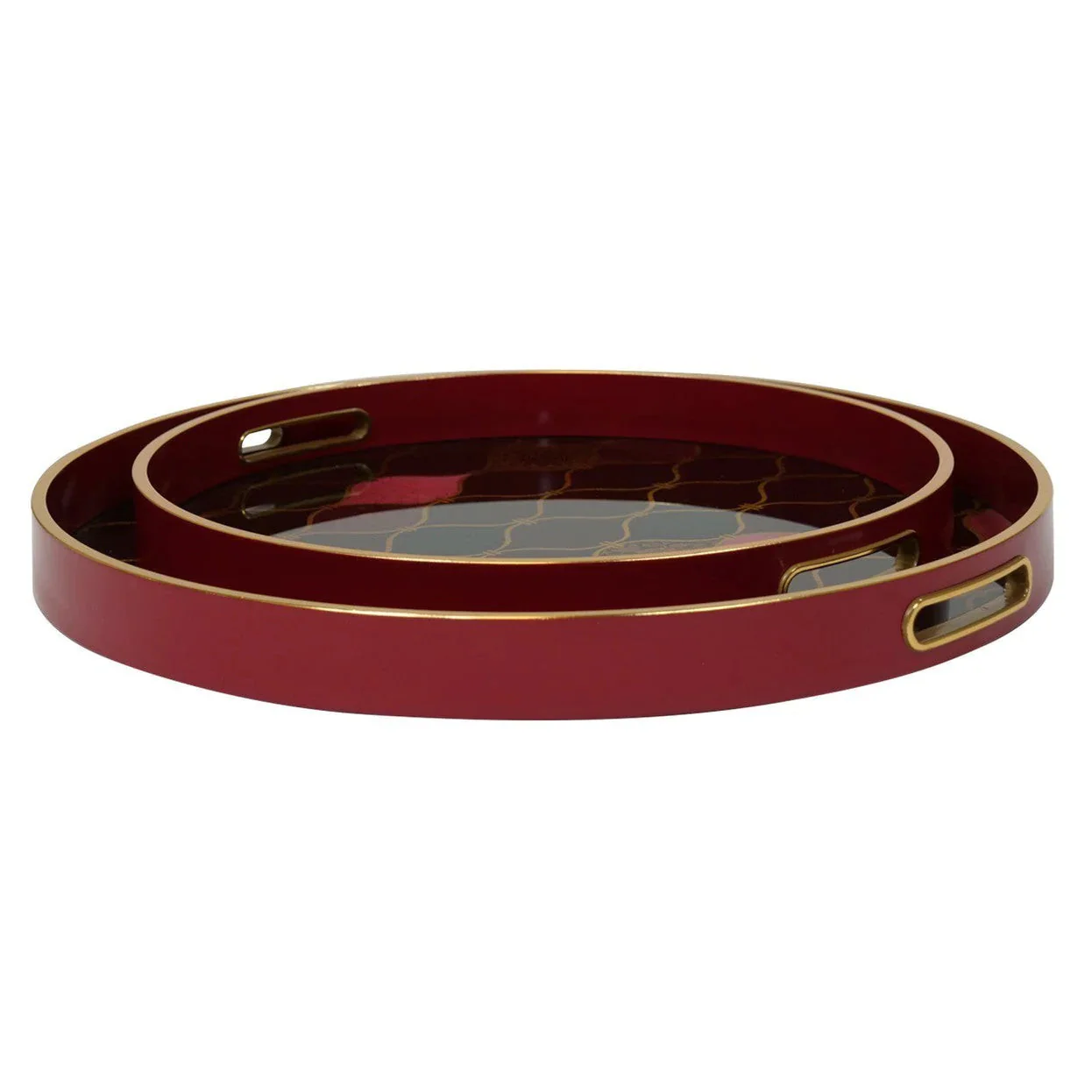 Haralson Trays (Set of 2) - Red & Gold Finish - Image 3