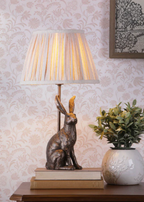 Hare Table Lamp Antique Bronze With Shade - Image 4