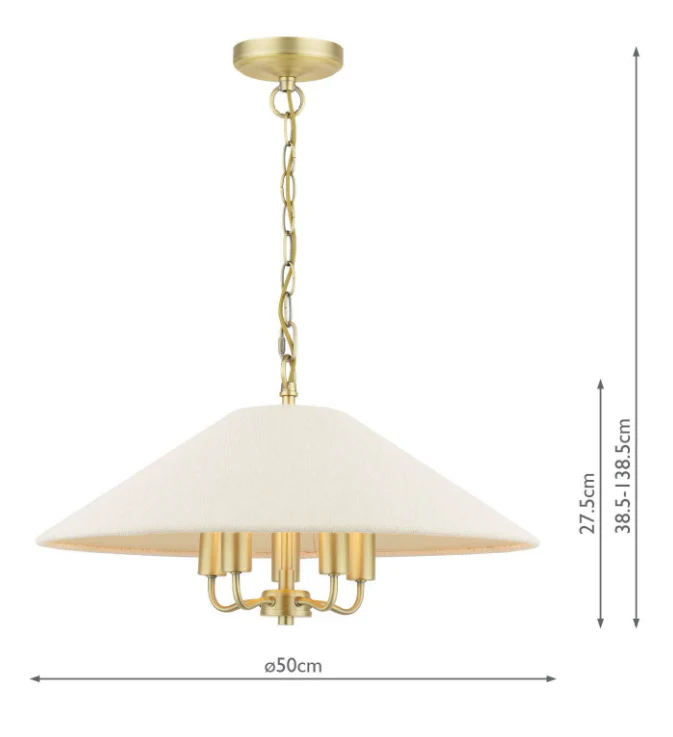 Harland 3/5 Light Pendant Matt Antique Brass With Shade - Image 9