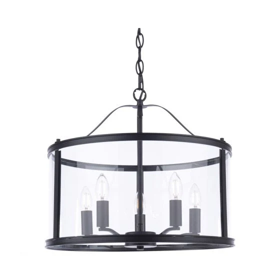 Harrington 3/5 Light Pendant Matt Black and Glass - Image 2