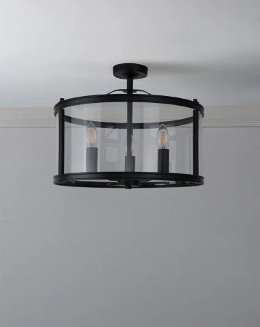 Harrington 3/5 Light Pendant Matt Black and Glass - Image 29