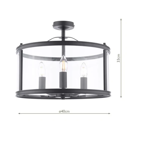 Harrington 3 Light Semi-Flush- Various Finishes - Image 3