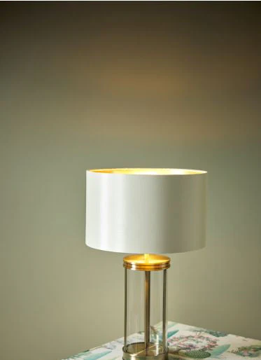 Harrington Small Table Lamp Antique Brass and Glass With Shade - Image 14