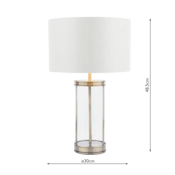 Harrington Small Table Lamp Antique Brass and Glass With Shade - Image 15