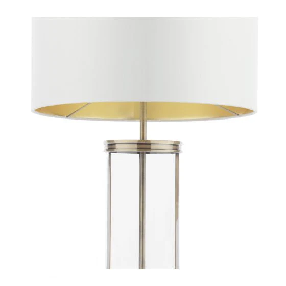 Harrington Small Table Lamp Antique Brass and Glass With Shade - Image 16