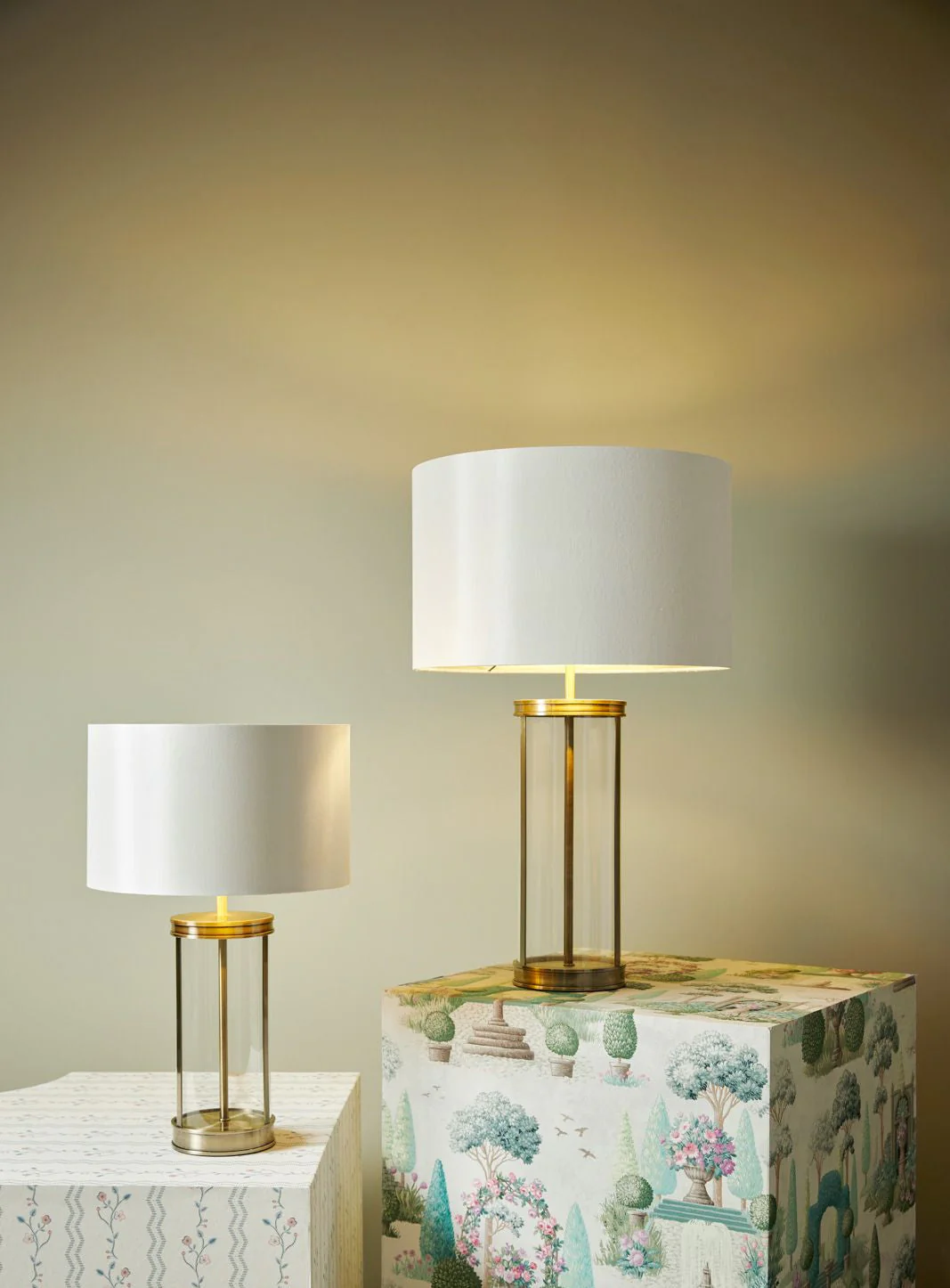Harrington Small Table Lamp Antique Brass and Glass With Shade - Image 19