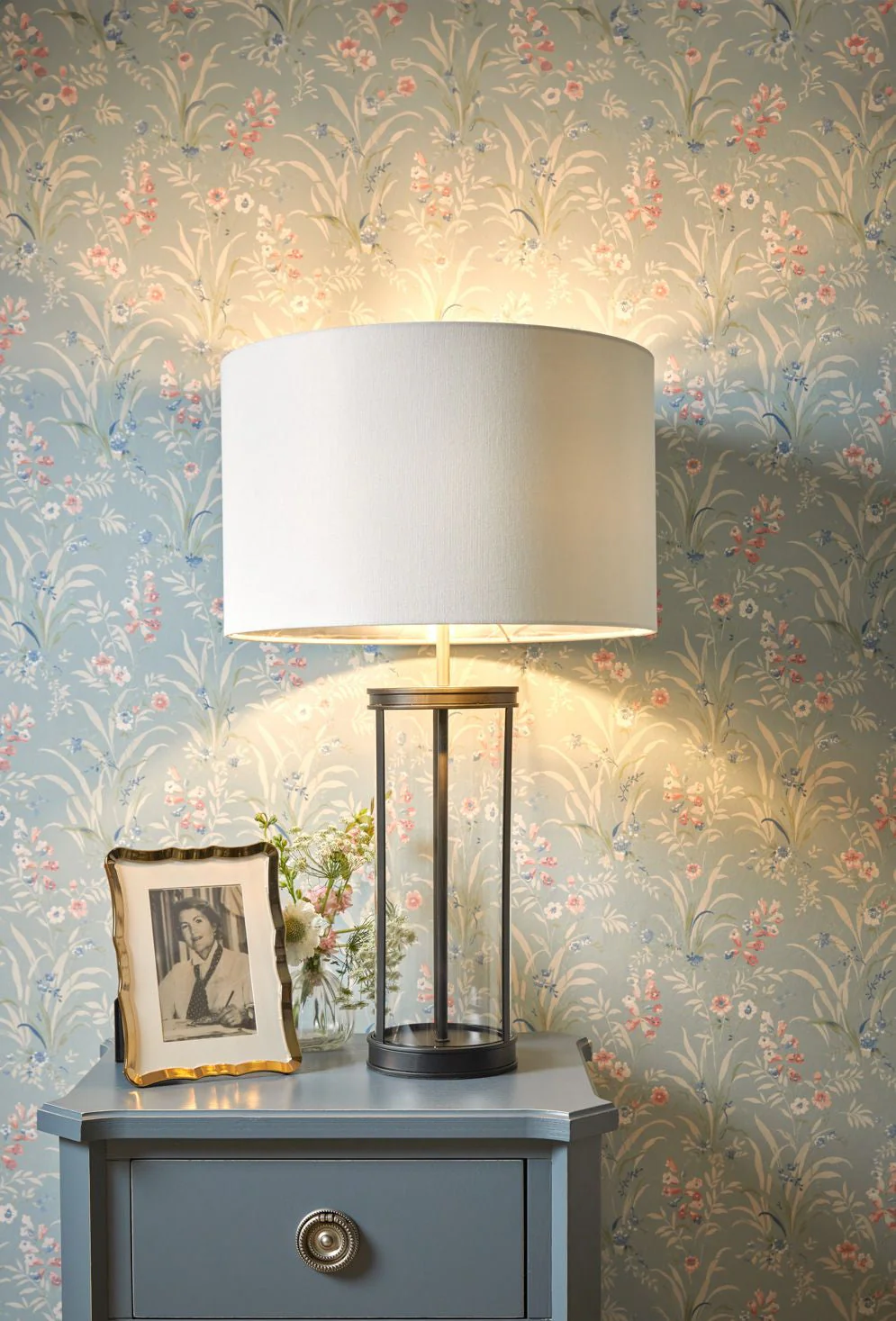 Harrington Small Table Lamp Antique Brass and Glass With Shade - Image 21