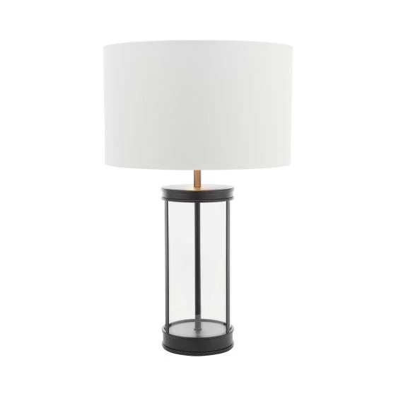 Harrington Small Table Lamp Antique Brass and Glass With Shade - Image 3