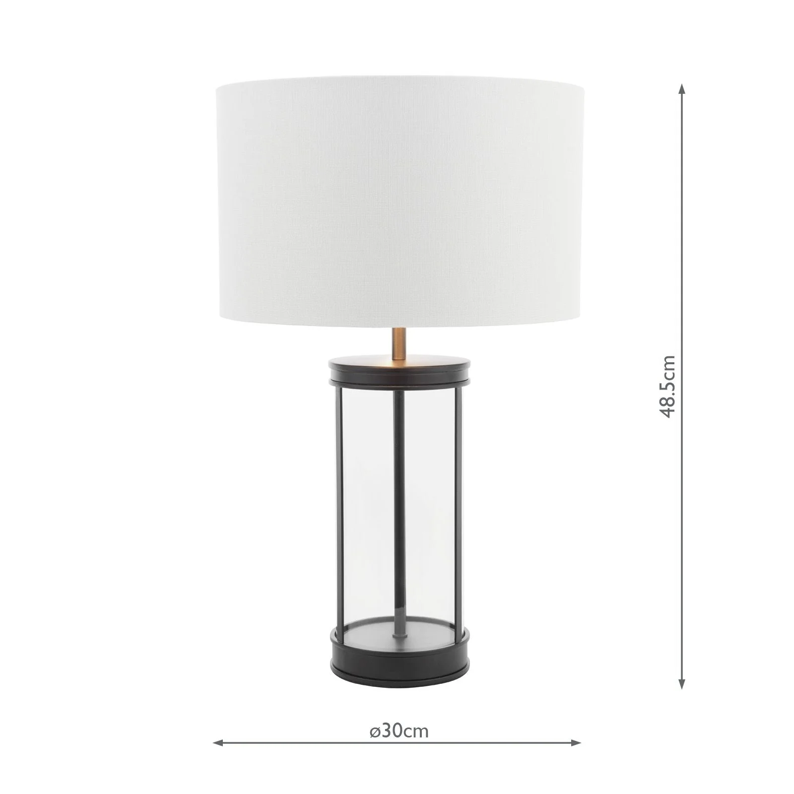 Harrington Small Table Lamp Antique Brass and Glass With Shade - Image 7