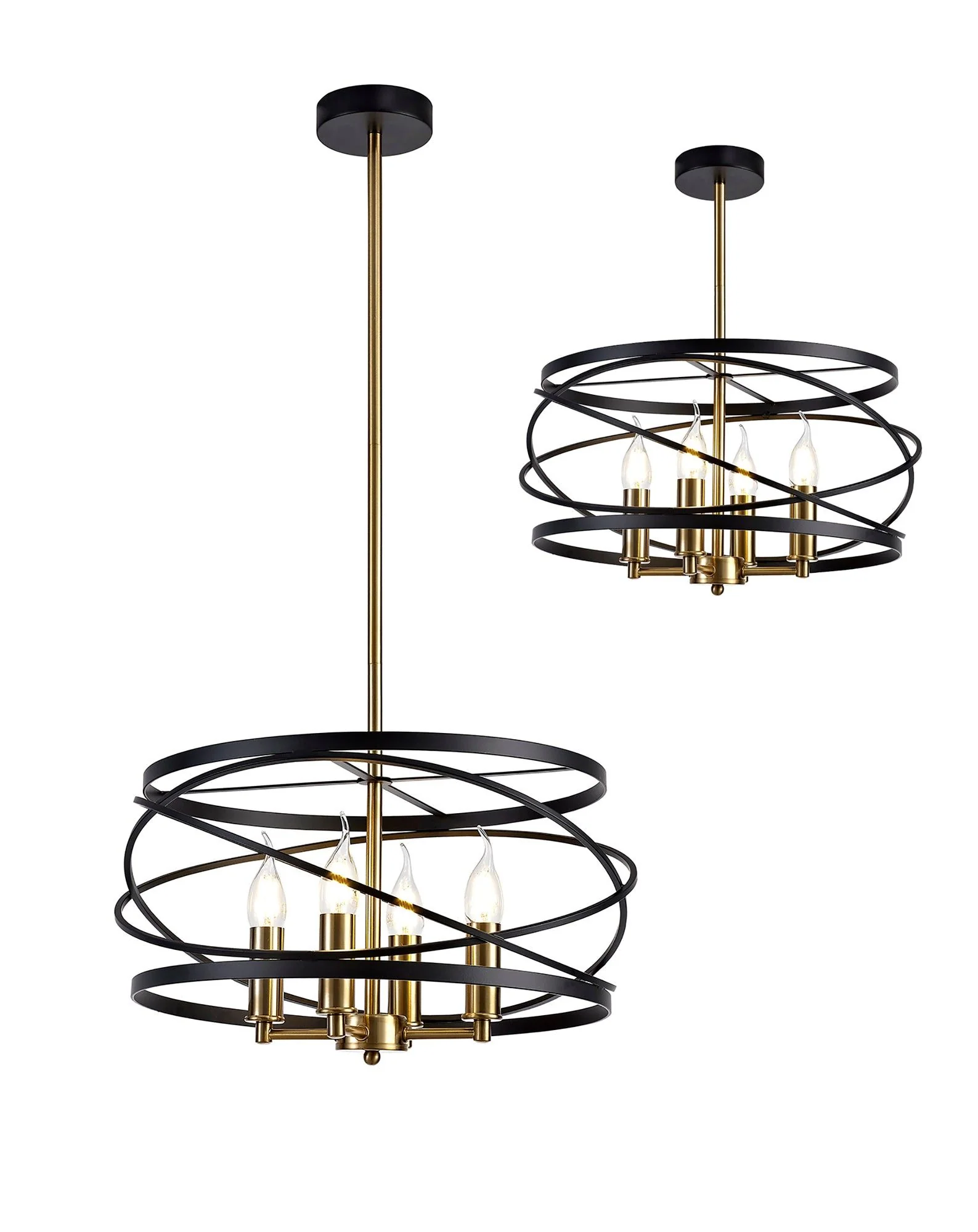 Harrison 4Lt Pendant - Graphite & Satin Nickel / Black & Satin Gold - Image 2