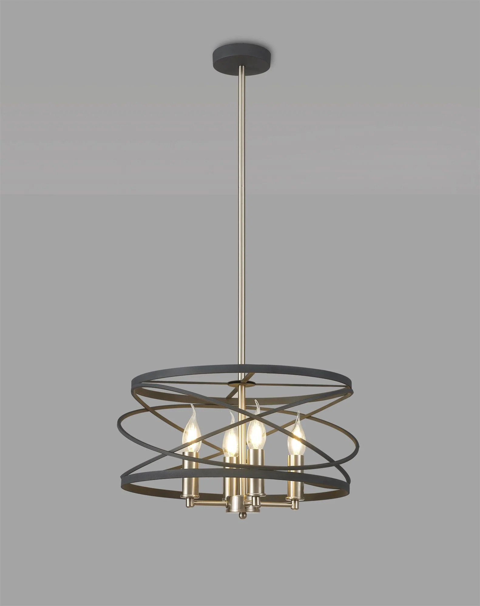 Harrison 4Lt Pendant - Graphite & Satin Nickel / Black & Satin Gold - Image 3