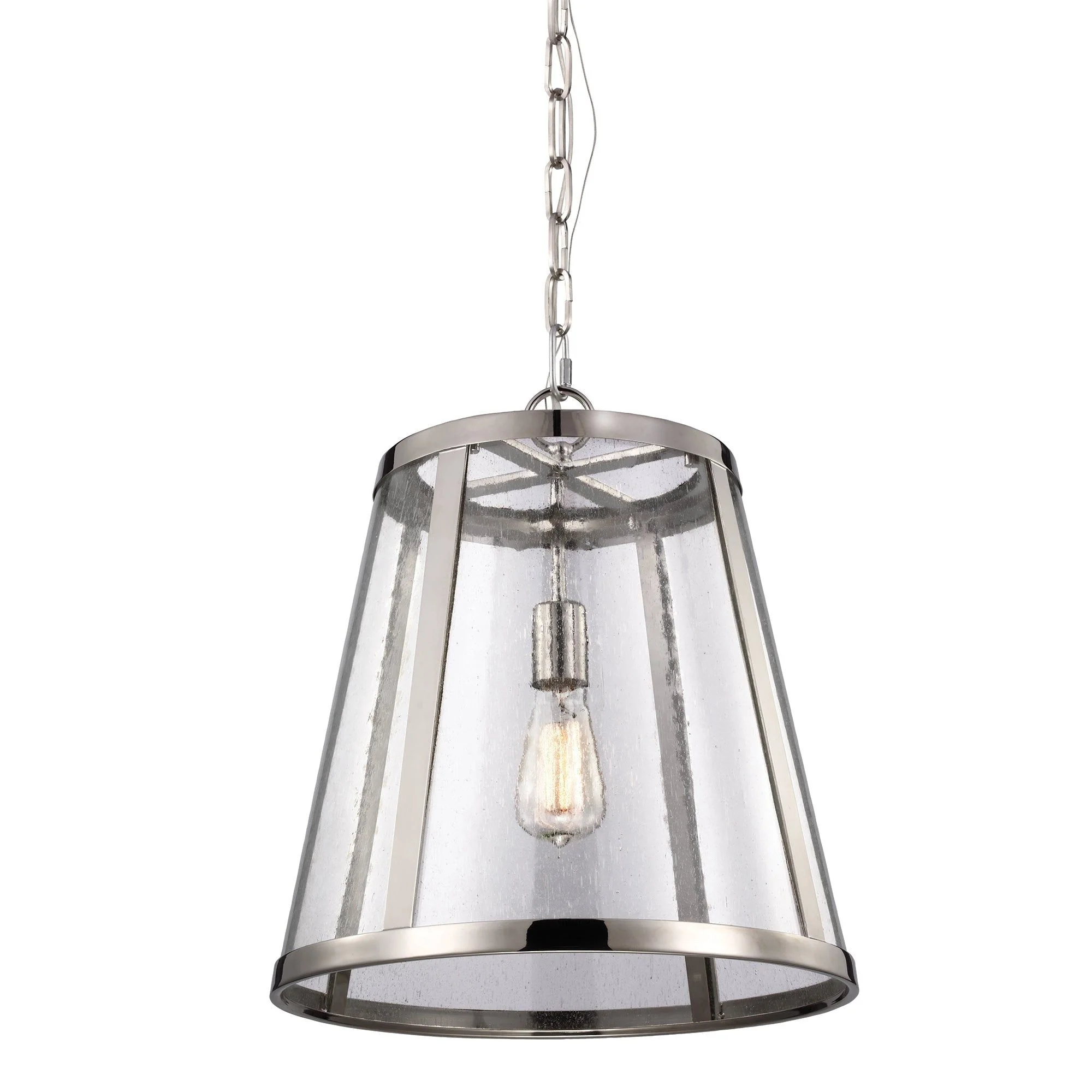Harrow 1Lt Small/Medium Pendant Ceiling Light - Polished Nickel Finish - Image 4