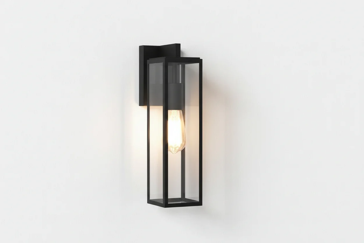 Harvard Lantern Outdoor Wall Light Fixture - Textured Black Finish IP44