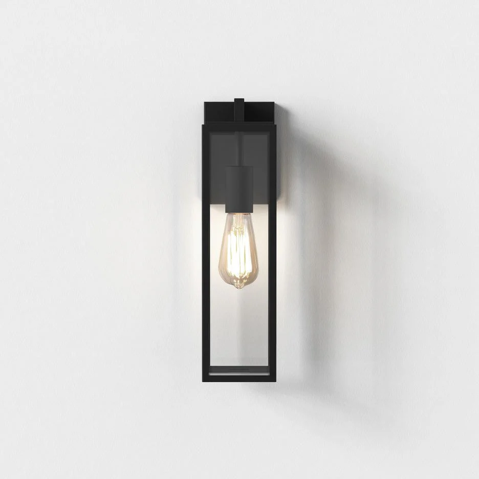 Harvard Lantern Outdoor Wall Light Fixture - Textured Black Finish IP44 - Image 2