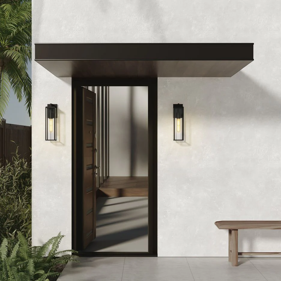 Harvard Lantern Outdoor Wall Light Fixture - Textured Black Finish IP44 - Image 4