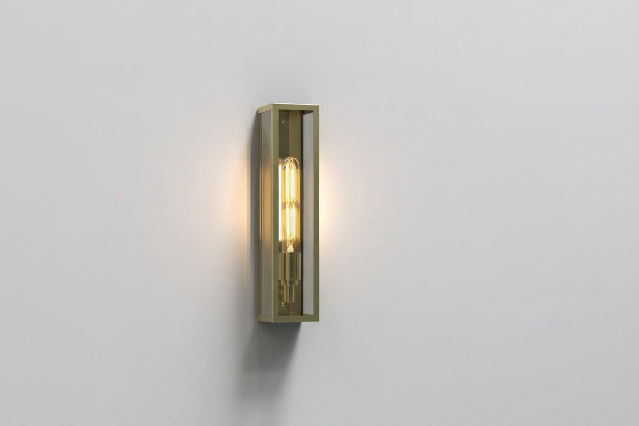 Harvard Wall IP44 - Natural Brass/Textured Black - Image 2