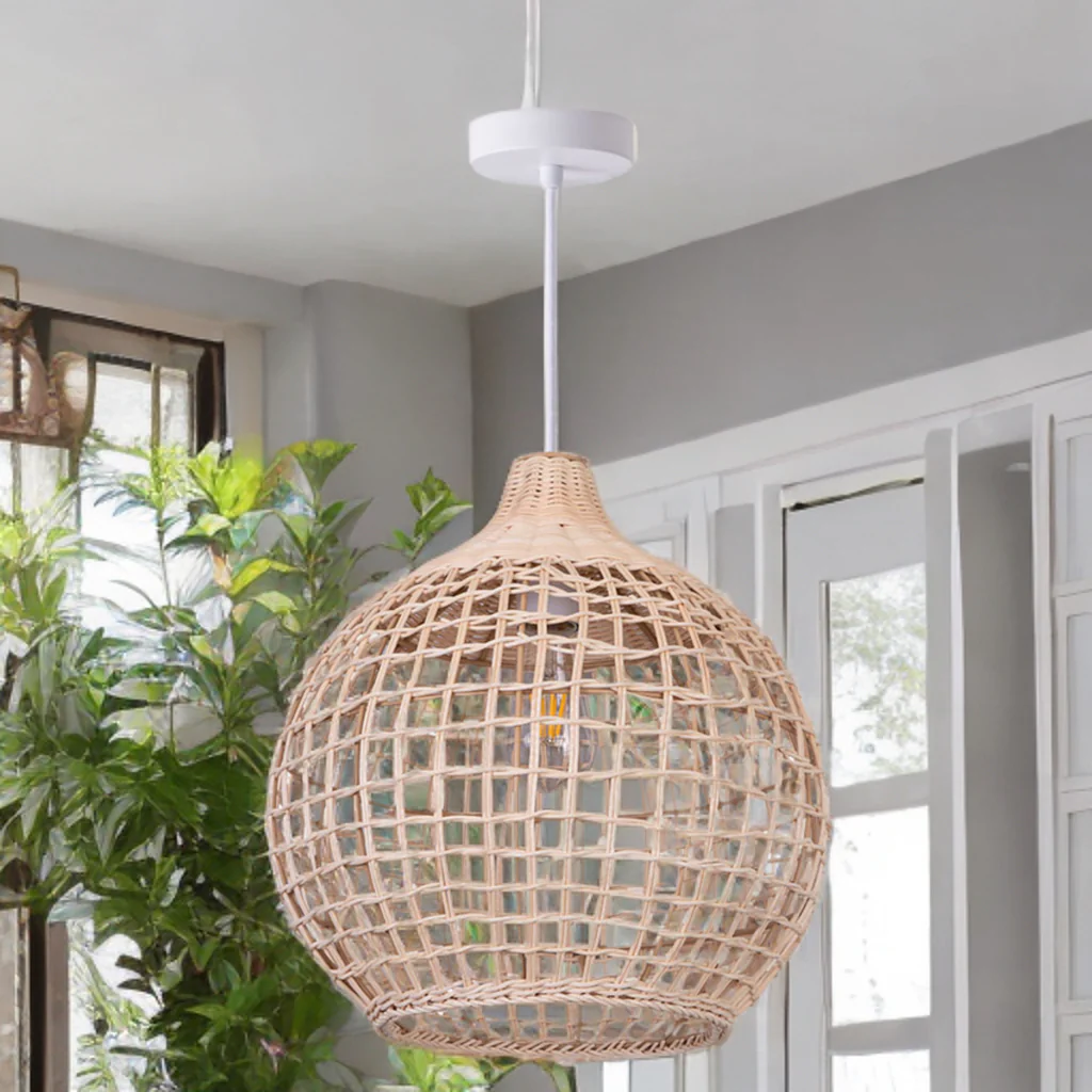 Harvest Rattan Round Pendant Lights- Black/ Natural Rattan Finishes - Image 3