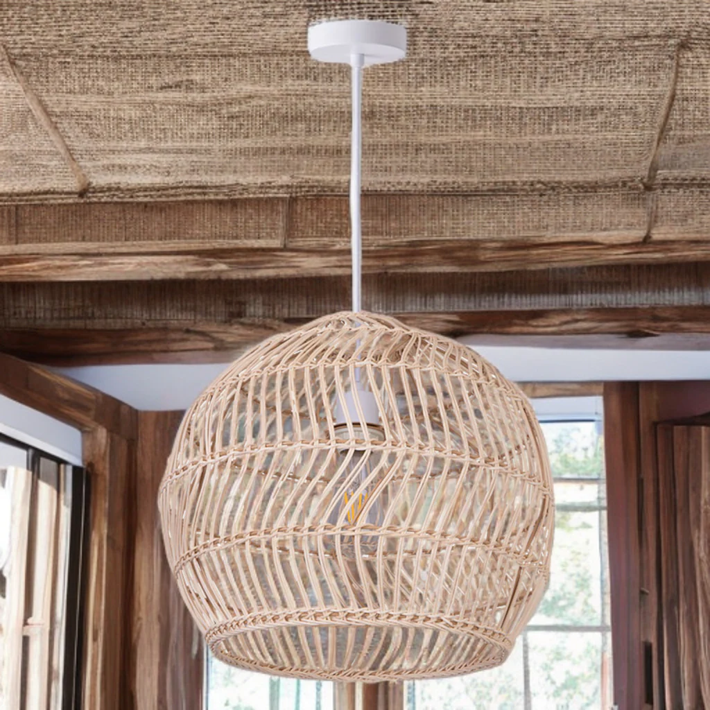 Harvest Rattan Round Pendant Lights- Black/ Natural Rattan Finishes - Image 6