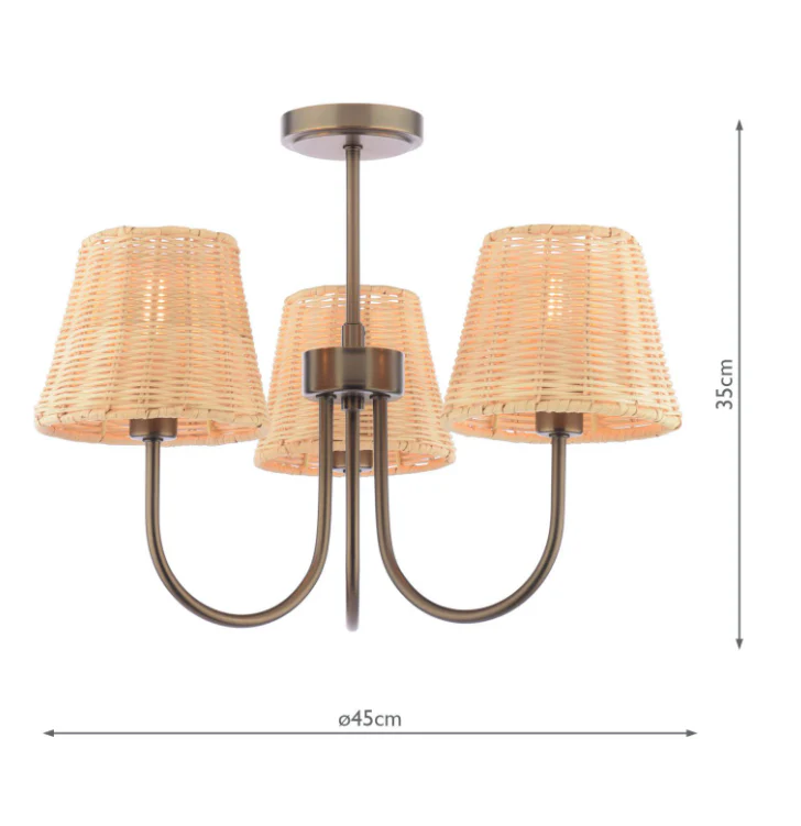 Hasfield 3/5 Light Semi-Flush Satin Bronze With Shade - Image 4