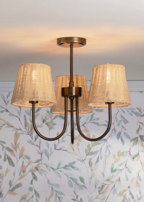 Hasfield 3/5 Light Semi-Flush Satin Bronze With Shade - Image 5
