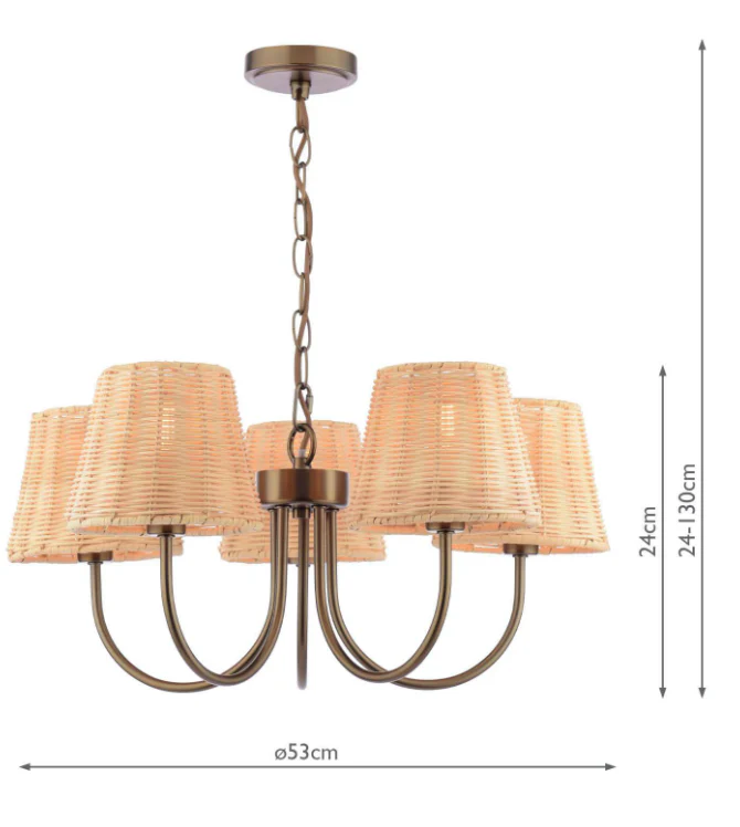Hasfield 3/5 Light Semi-Flush Satin Bronze With Shade - Image 9