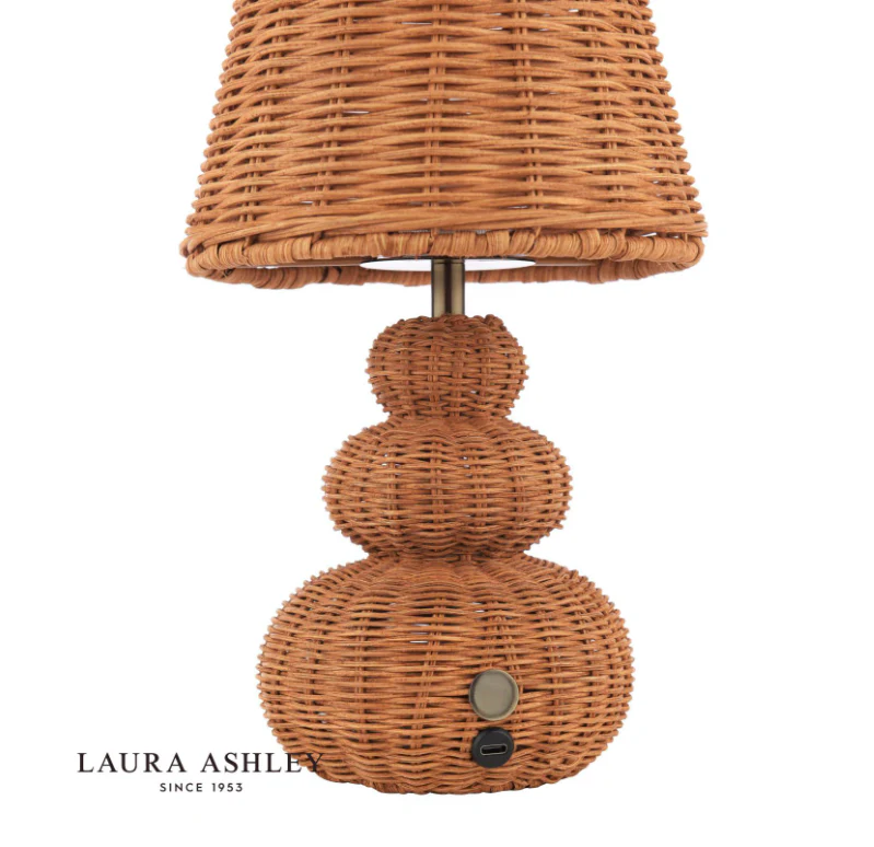 Hasfield Rechargeable Table Lamp Natural Rattan With Shade LED - Image 3