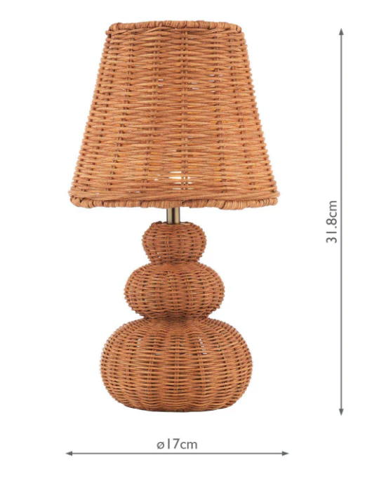 Hasfield Rechargeable Table Lamp Natural Rattan With Shade LED - Image 4