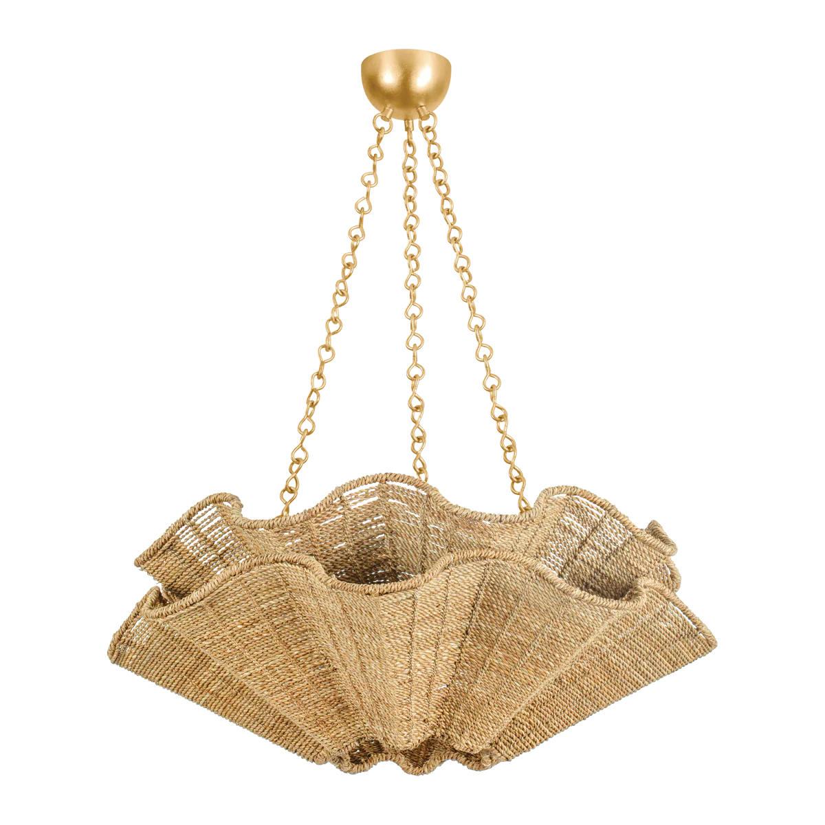 Hayworth 6Lt Chandelier - Gold & Natural Abaca Shade