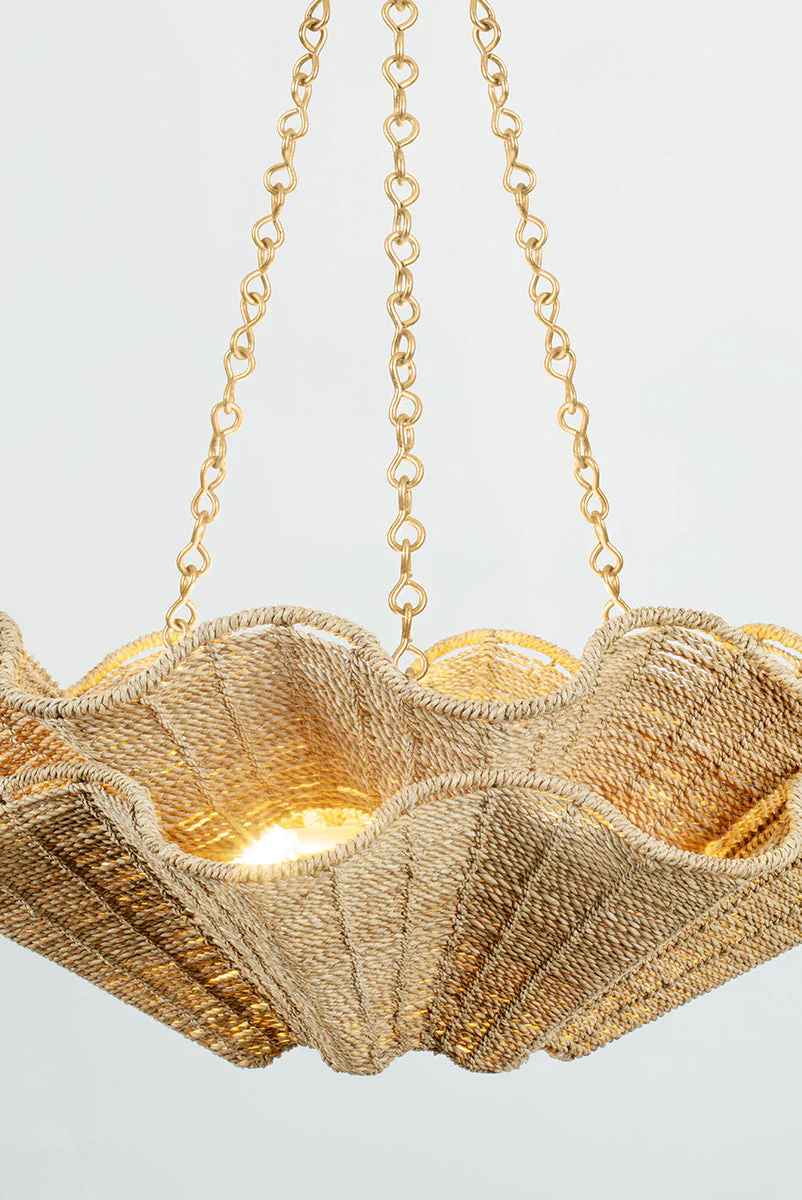Hayworth 6Lt Chandelier - Gold & Natural Abaca Shade - Image 2