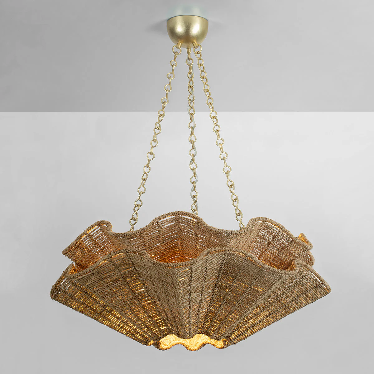 Hayworth 6Lt Chandelier - Gold & Natural Abaca Shade - Image 3